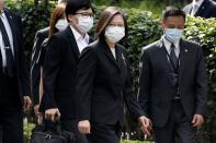 Taiwan's President Tsai Ing-wen arrives to attend the memorial service for late Taiwanese President Lee Teng-hui in Taipei