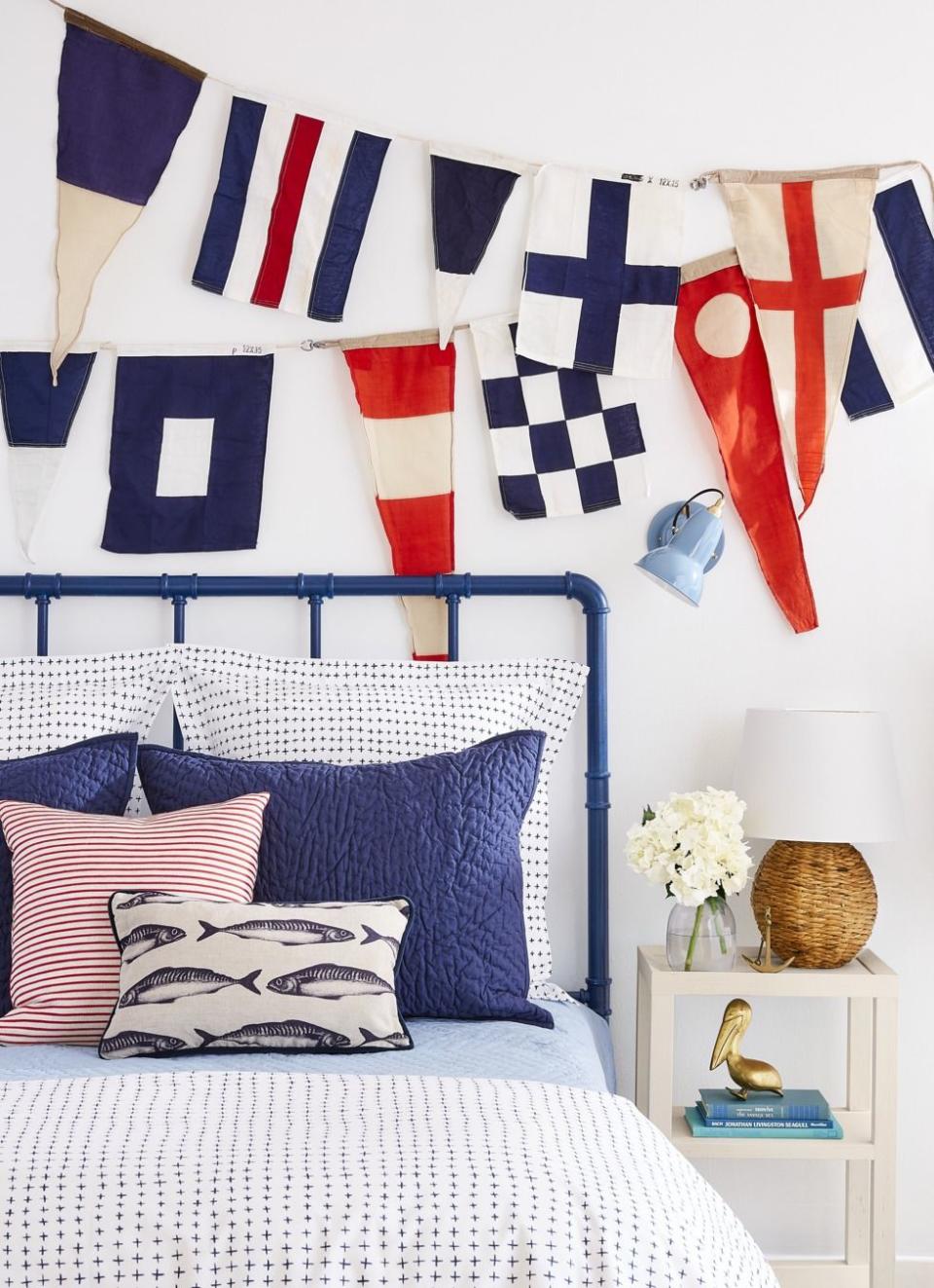 Nautical Flag Bunting Above the Bed