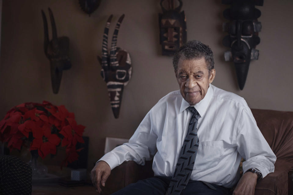 Civil rights activist and labor leader, Norman Hill, poses for a photo at his apartment in New York on May 10, 2023. Hill was an activist in the early 1960s fighting against segregation when he made a switch to the labor movement, which at the time saw the push for Black voting rights as a way to boost membership in unions. (AP Photo/Andres Kudacki)