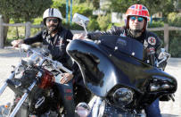 Members of the Iraq Bikers, the first Iraqi biker group, ride their motorbikes on the streets of Baghdad, Iraq December 28, 2018. REUTERS/Thaier Al-Sudani