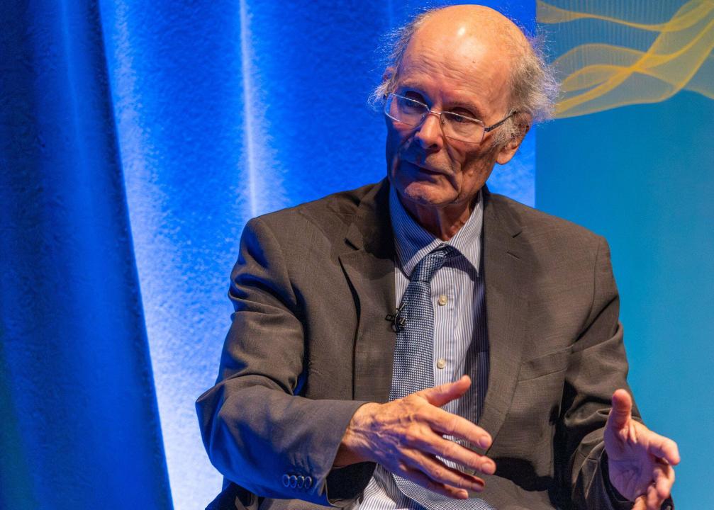 Edinburgh, United Kingdom. 13 August, 2023 Pictured: LBC presenter Iain Dale interviews British political scientist Sir John Curtice and former BBC Scotland Political Editor Brian Taylor. Sir John Curtice stated, “The choice that Scotland hasn’t debated is should Scotland be independent outside the EU or independent inside the EU?” Brian Taylor added, “Nothing short of persuading the people of Scotland is going to work to obtain another referendum, not another de facto referendum, not anything else.” Credit: Rich Dyson/Alamy Live News