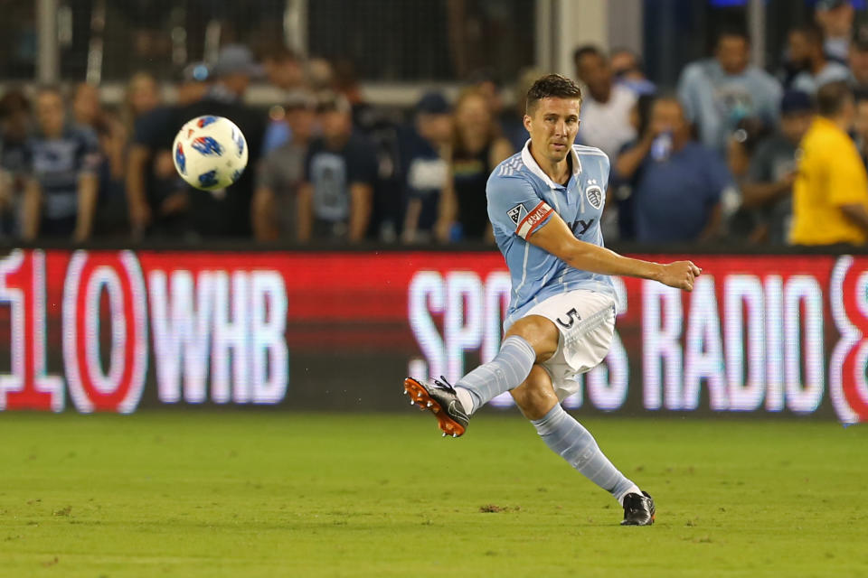 Sporting KC’s Matt Besler (pictured) will need to find chemistry with a new center back partner after Ike Opara’s trade. (Getty)