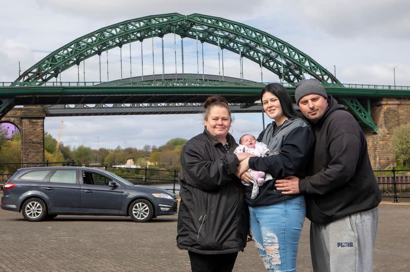 Mum Demi Clark went in to labour and was helped by her mother Maria Clark while partner Daniel Moy looked for help