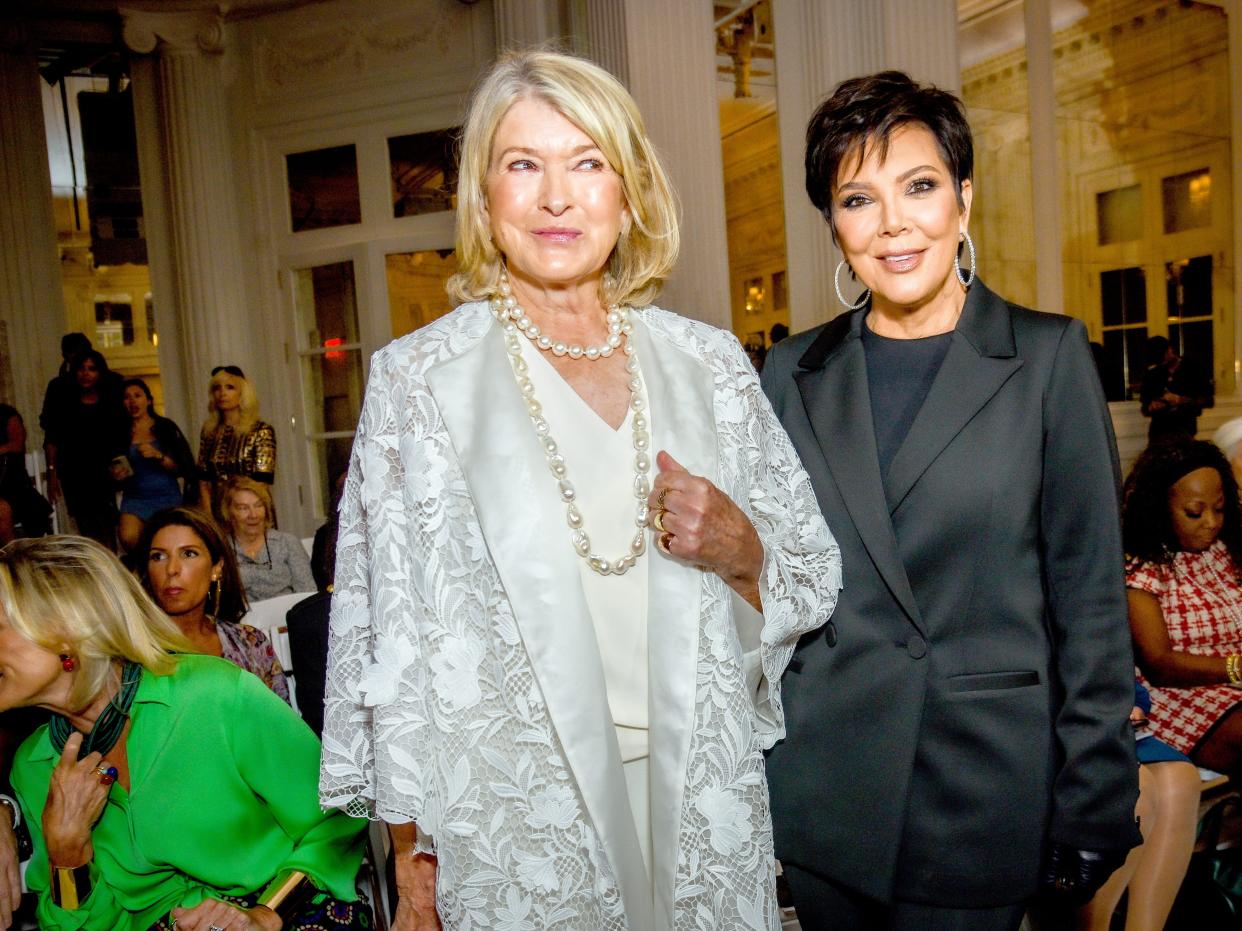 Kris Jenner and Martha Stewart attend the Dennis Basso Spring 2023 ready to wear runway show on September 12, 2022.