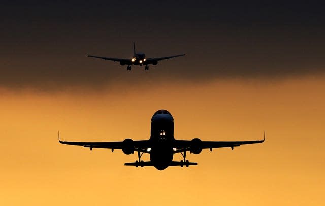 Planes in a darkening sky