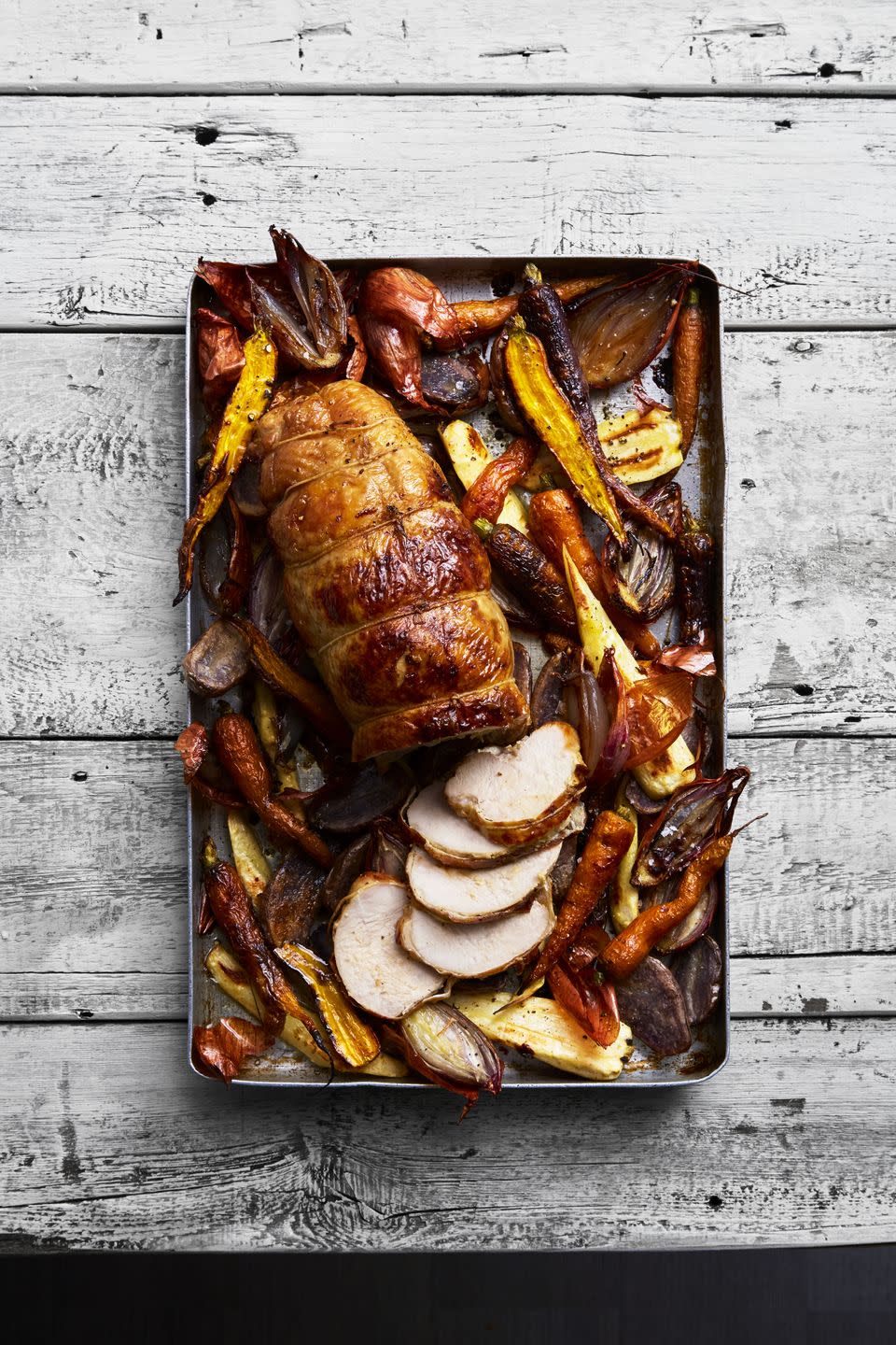 One-Pan Roast Turkey and Root Veggies