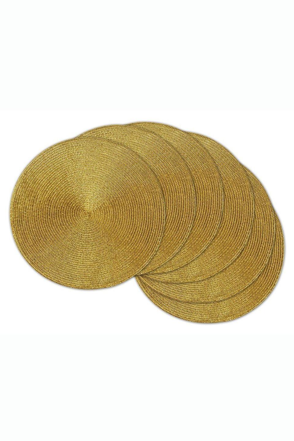 Gold Round Woven Christmas Placemats