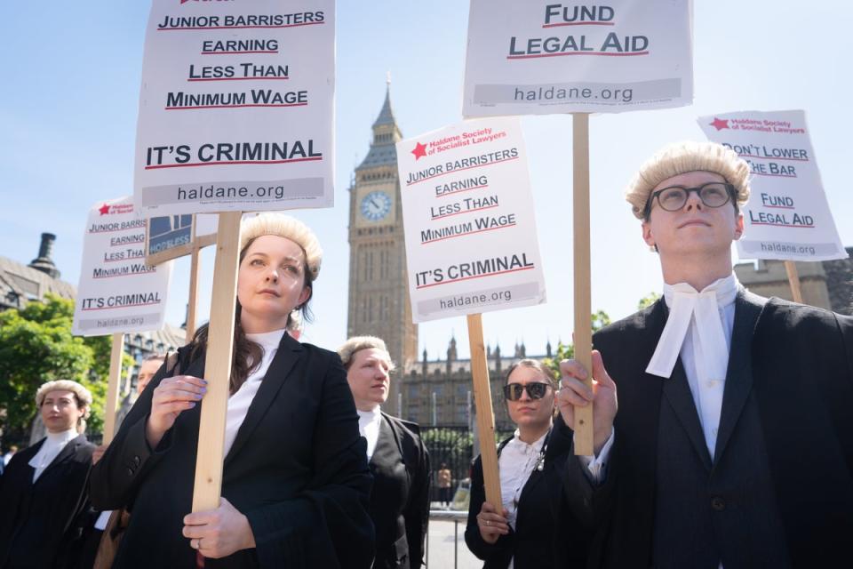 Barristers have walked out in industrial action at courts around the country (PA Wire)