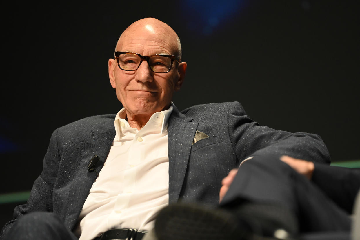 CANNES, FRANCE - JUNE 23: Patrick Stewart onstage during the Long-term Creative Effectiveness - Building Fandoms With the Star Trek Franchise session at the Debussy Theatre, Cannes Lions 2022: Day Four on June 23, 2022 in Cannes, France.  (Photo by Eamonn M. McCormack/Getty Images for Cannes Lions)