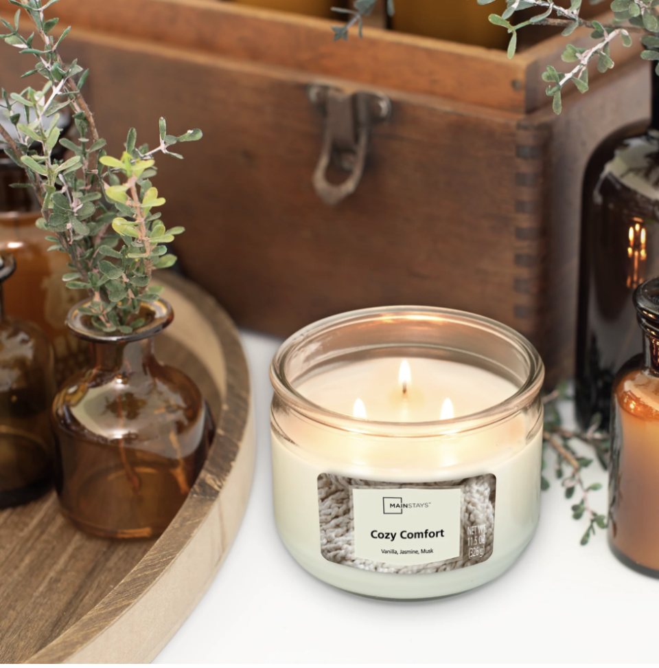 <p><a href="https://go.redirectingat.com?id=74968X1596630&url=https%3A%2F%2Fwww.walmart.com%2Fip%2FMAINSTAYS-COZY-COMFORT-3-WICK-CANDLE-11-5-OZ%2F1263695380&sref=https%3A%2F%2Fwww.goodhousekeeping.com%2Fhome-products%2Fg44212440%2Fbest-walmart-candles%2F" rel="nofollow noopener" target="_blank" data-ylk="slk:Shop Now;elm:context_link;itc:0;sec:content-canvas" class="link ">Shop Now</a></p><p>Cozy Comfort 3-Wick Candle</p><p>$4.53</p><p>walmart.com</p>