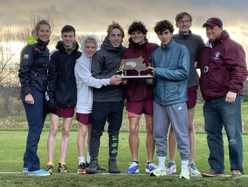 Bishop Stang boys cross country took second at the Div. 3A States.