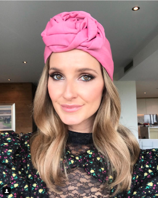 Kate Waterhouse looks stunning in a bright pink turban hat. Photo: Instagram