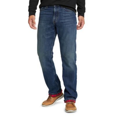 Flannel-Lined Flex Jeans, Straight Fit