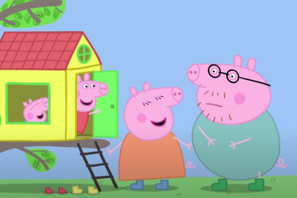 Daddy Pig being laughed at over his ‘big tummy’ (Channel 5)