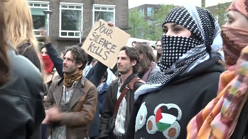 Des étudiants manifestent à Amsterdam en soutien aux palestiniens