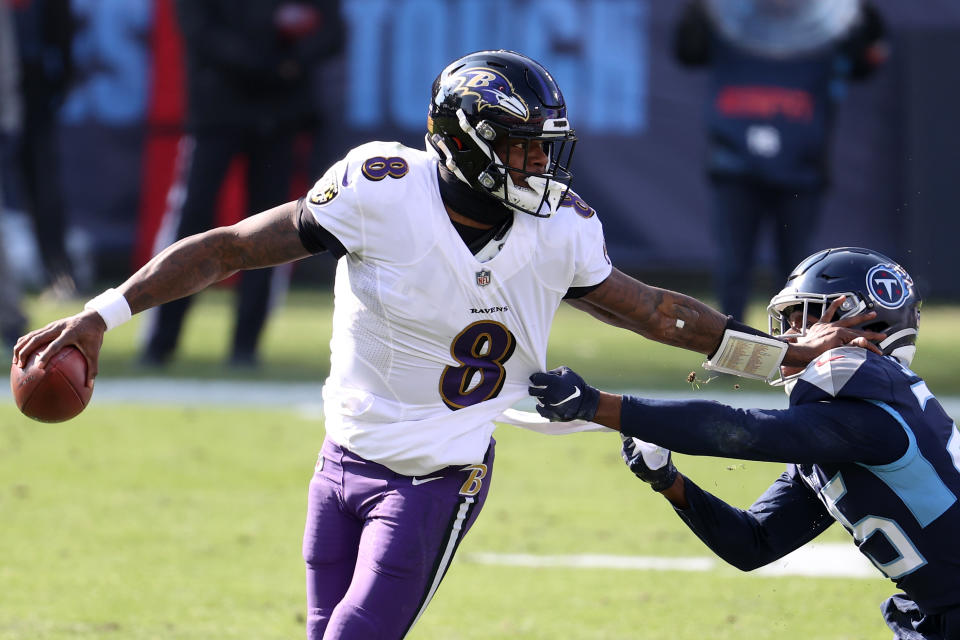 Ravens quarterback Lamar Jackson wasn't about to lose to the Titans again, especially in the playoffs. (Photo by Andy Lyons/Getty Images)