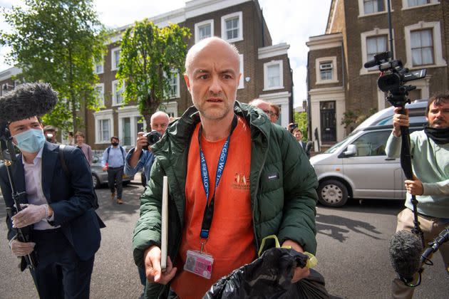 Britain's Prime Minister Boris Johnson's senior aid Dominic Cummings leaves his home, in London, Sunday, May 24, 2020. (Victoria Jones/PA via AP)