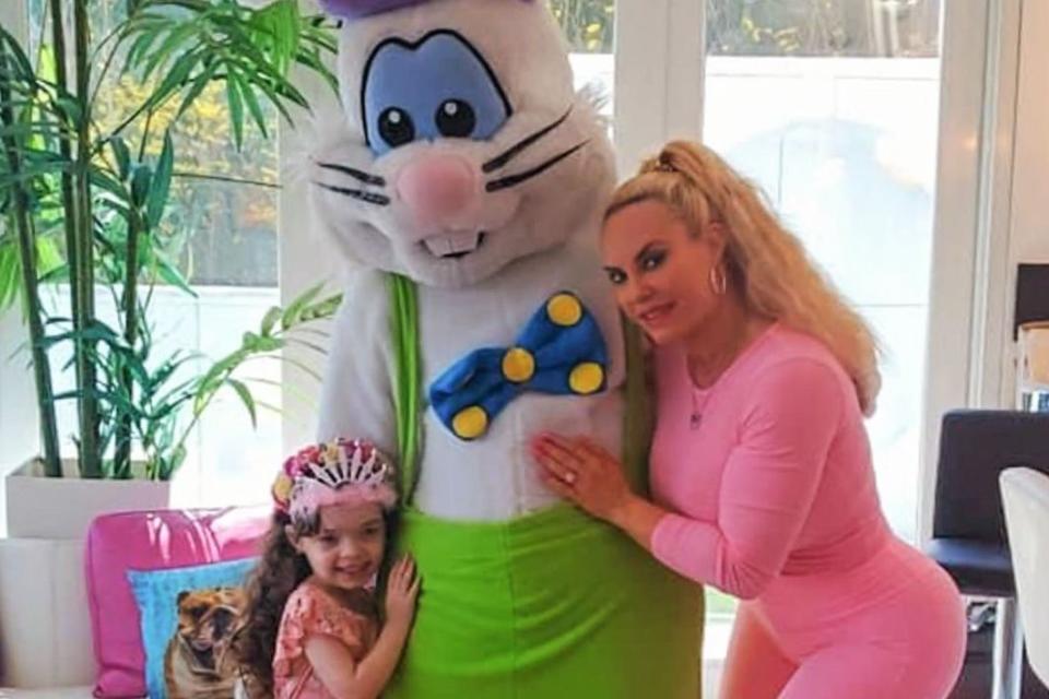 <p>Ice T/ Instagram</p> Coco Austin poses with daughter Chanel and Easter bunny.