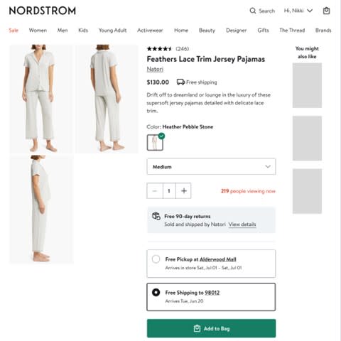 A view of the Nordstrom online marketplace.