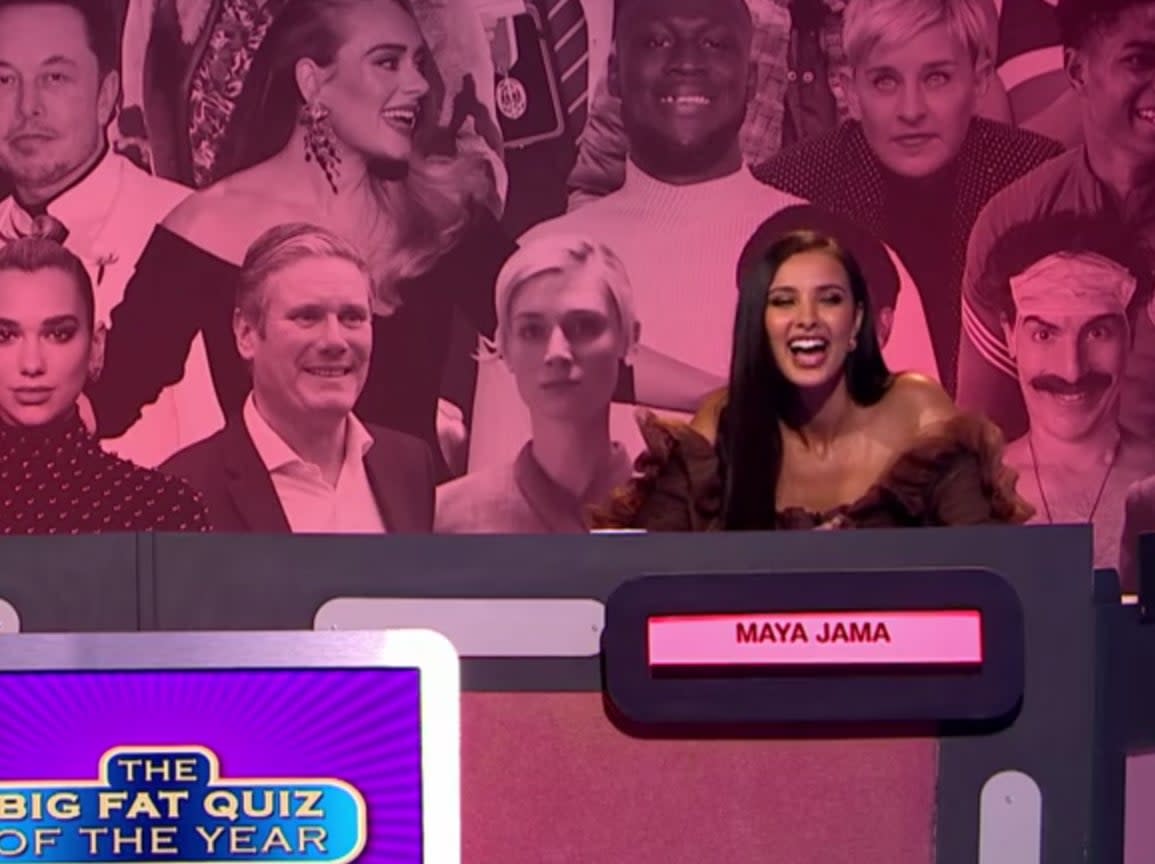 Maya Jama on Big Fat Quiz of the Year (Channel 4)