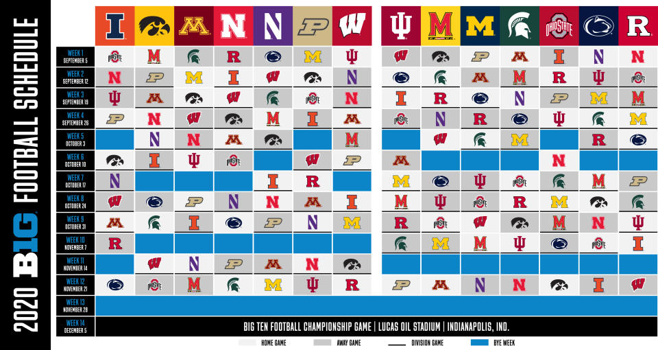 Here is the 2020 Big Ten football schedule. (Obtained by Yahoo Sports)