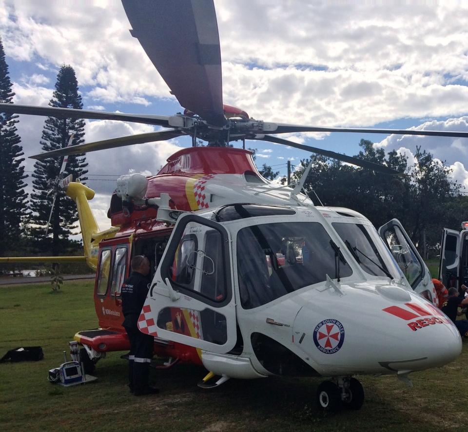 A marlin fish has slashed two brothers after randomly jumping onto their boat at Solitary Islands Marine Park, north of Coffs Harbour. Pictured is the Westpac Rescue Helicopter that helped them.