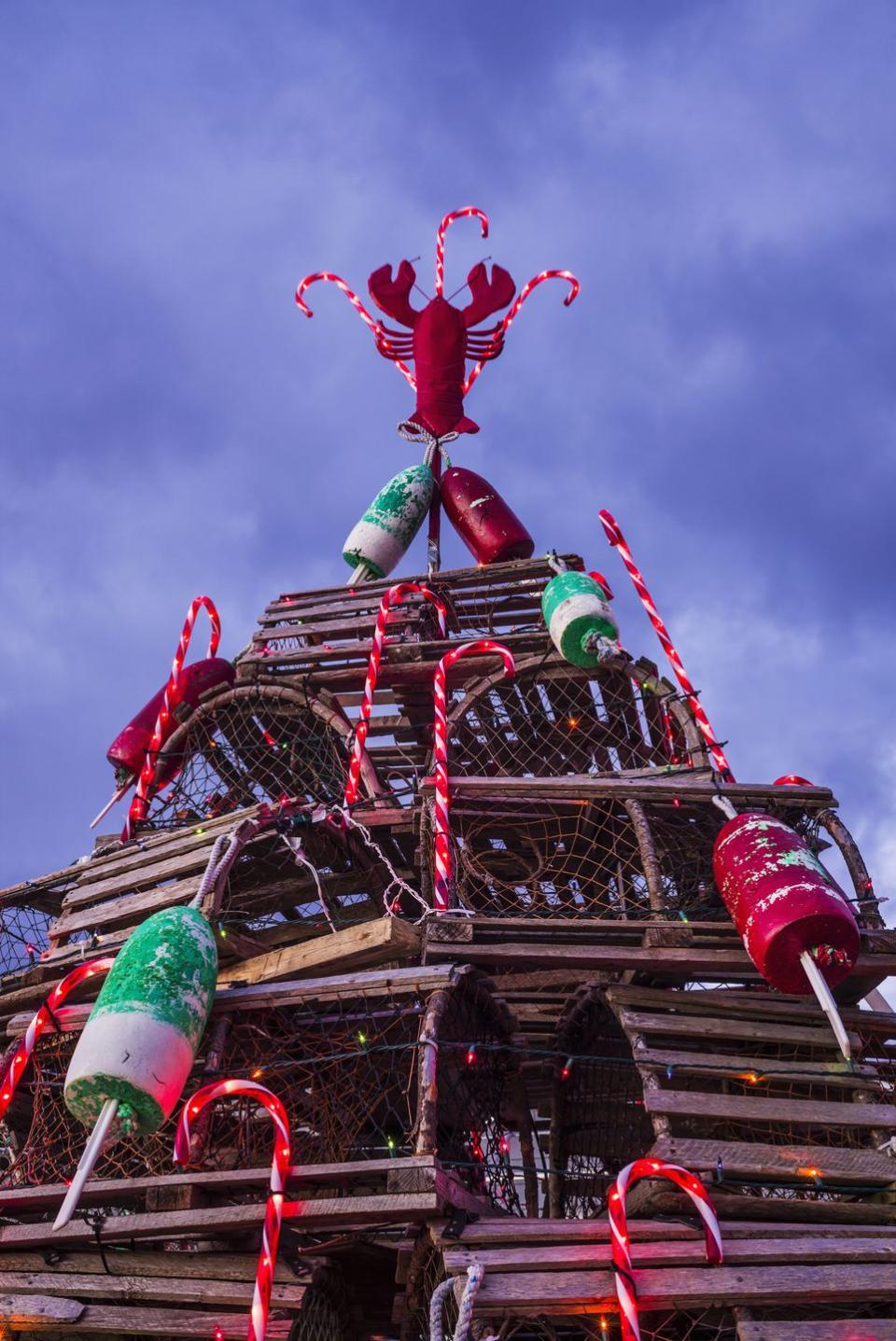 Maine: The Nubble Lighthouse Lobster Trap Tree