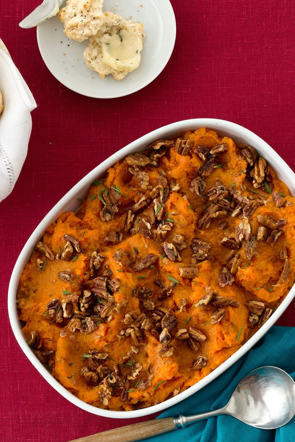 Mashed Sweet Potatoes with Rosemary Pecans