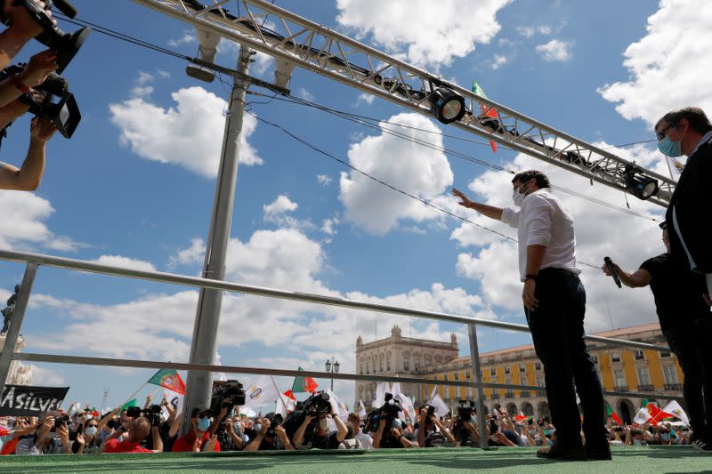 Supporters of Portugal's far-right Chega protest in Lisbon