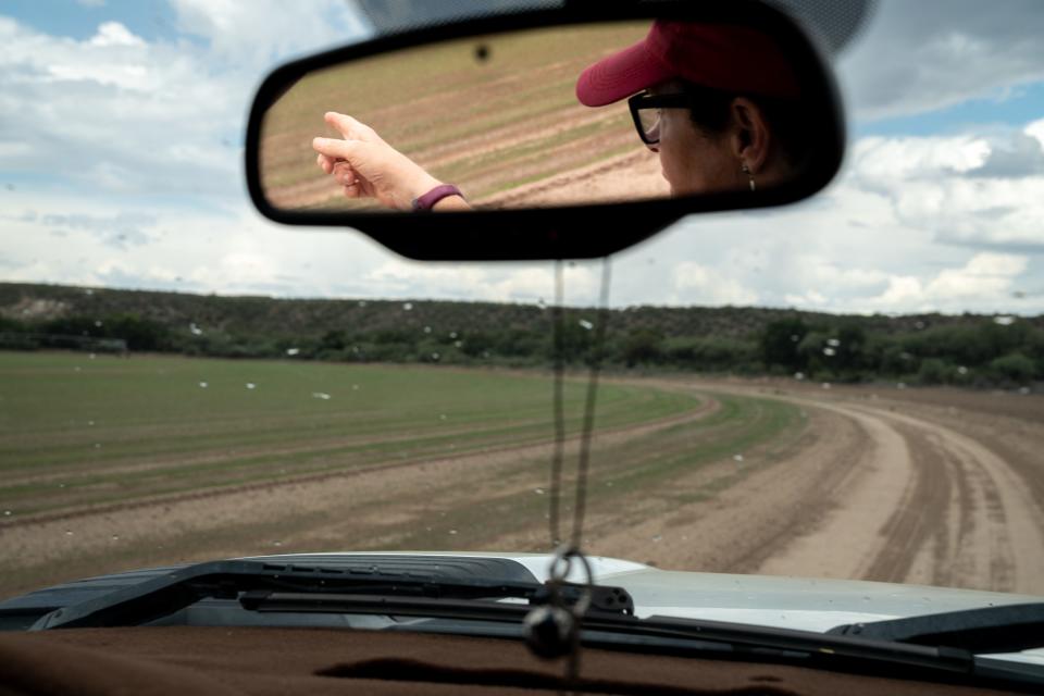 Claudia Hauser (Hauser and Hauser Farms) talks about saving water on her family's farm, Oct. 3, 2022, near Camp Verde, Arizona.