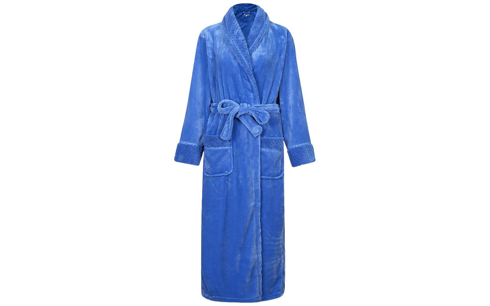 Richie House Women's Fleece Bathrobe in Blue