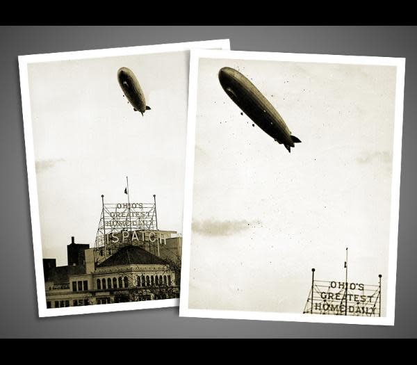 The Graf Zeppelin flies over The Dispatch building Oct. 24, 1933, on its way from Miami to the Chicago World's Fair. Dispatch operations moved to 34 S. Third St. in 1925.