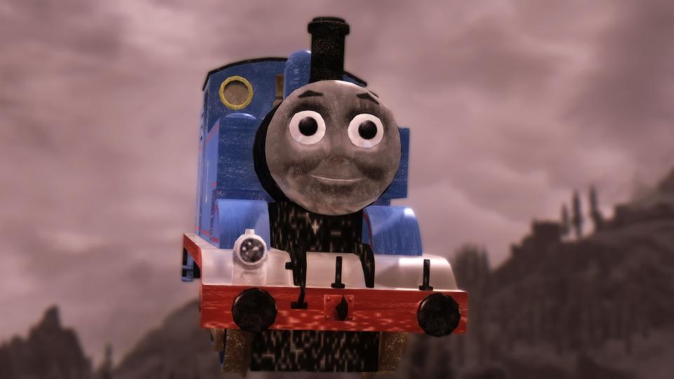 Best Skyrim mods — a dragon assumes its newer, more terrible shape: the grinning, locomotive death-mask of Thomas the Tank Engine.