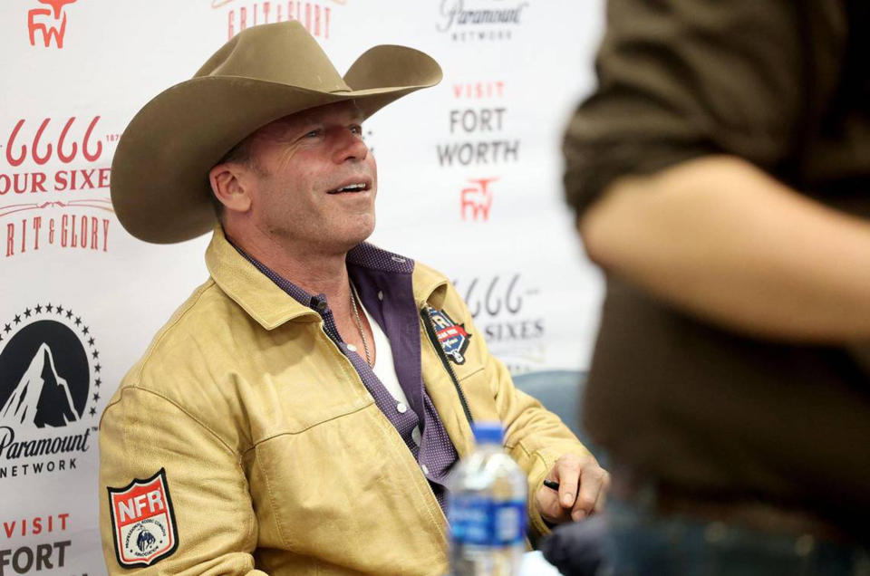 "Yellowstone" show creator Taylor Sheridan signs autographs for fans at the Fort Worth Stock Show & Rodeo in February 2023. (Amanda McCoy/Fort Worth Star-Telegram/Tribune News Service via Getty Images)