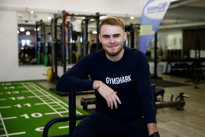 Personal trainer Leber is seen at the AlbGym fitness studio in St. Blasien