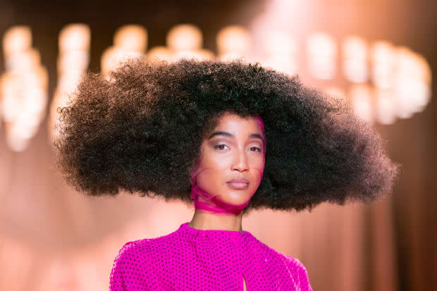 <p>A beauty look from Christopher John Rogers's Fall 2020 show. Photo: Imaxtree</p>