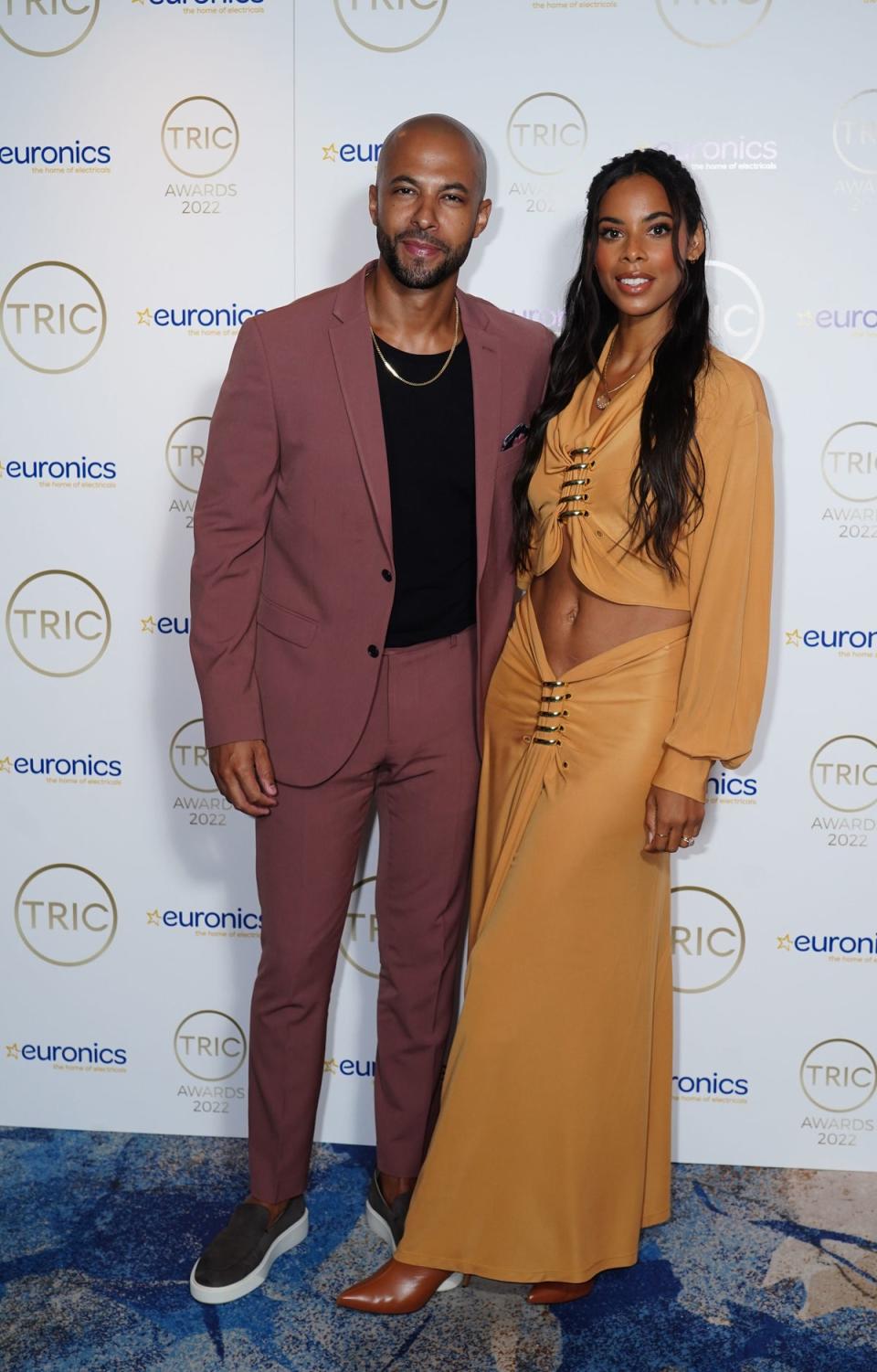 Marvin and Rochelle Humes arriving for the TRIC Awards 2022 (PA)