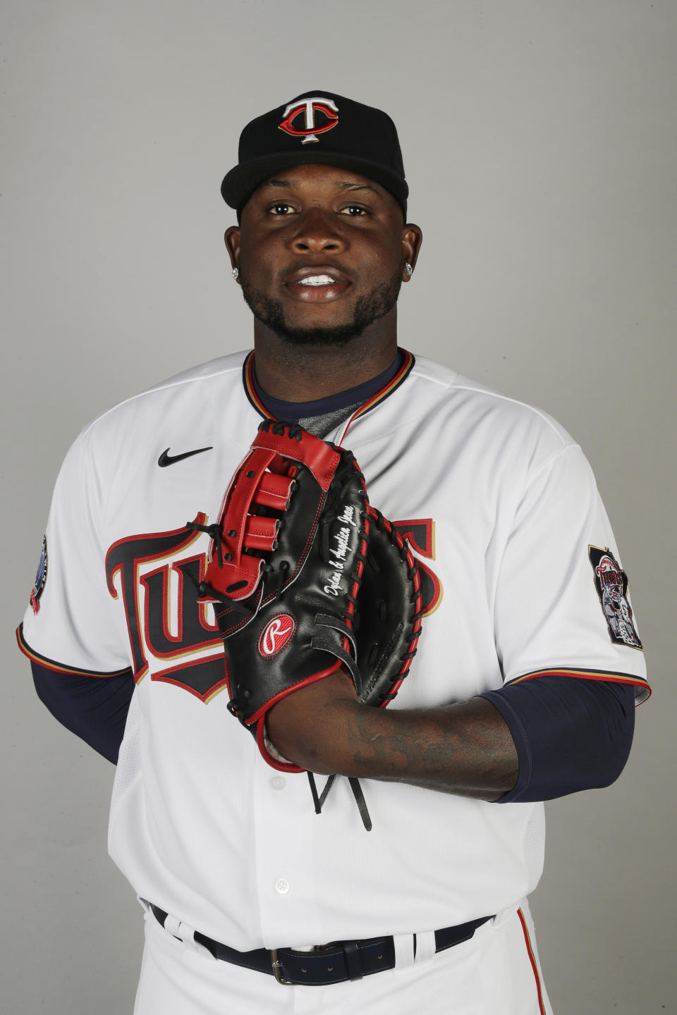 FILE - In this Feb. 20, 2020 file photo, Miguel Sano of the Minnesota Twins poses for a photo in Fort Myers, Fl. Authorities in the Dominican Republic opened an investigation on Thursday, June 25, 2020, into allegations the first baseman participated in the kidnapping and beating of a man in his homeland. Sano, who signed a three-year, $30 million contract with the Twins in January, denies the allegation and has said he’s being blackmailed. (AP Photo/Brynn Anderson, File)