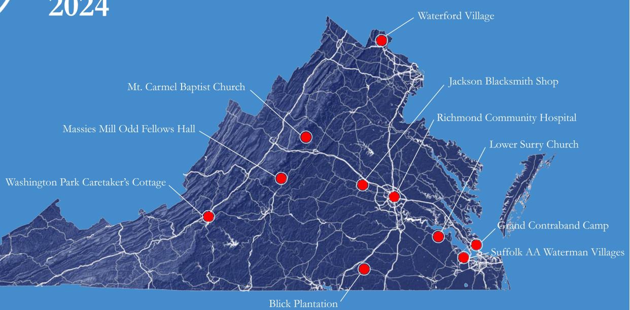 2024 Map - Virginia's Most Endangered Historic Places