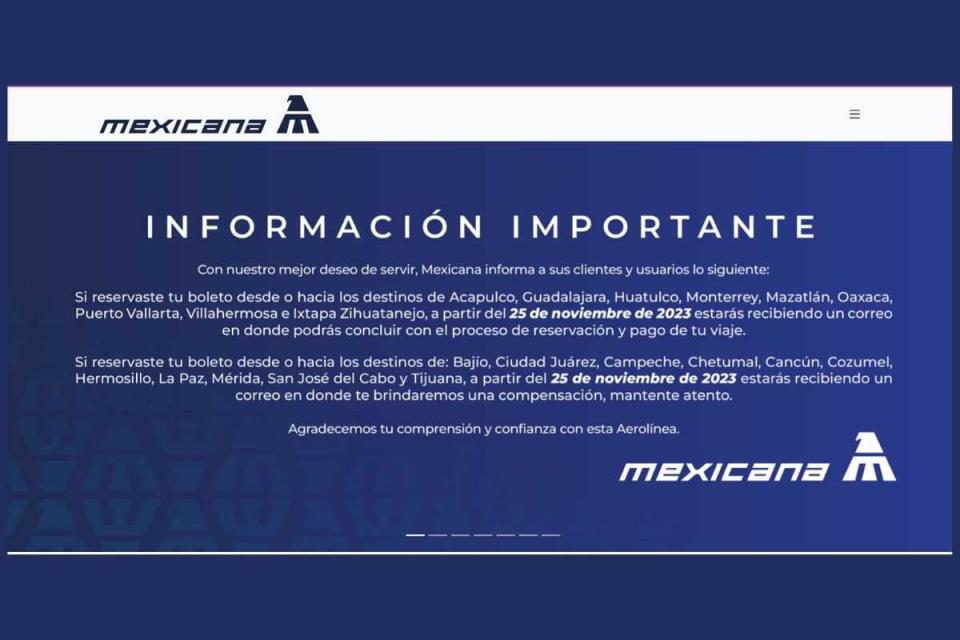 mexicana de aviacion aviso