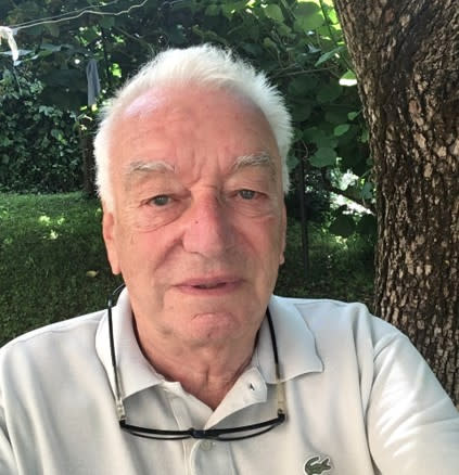 Retired Fiat engineer Mario Palazzetti is pictured in the garden of his home in Avigliana