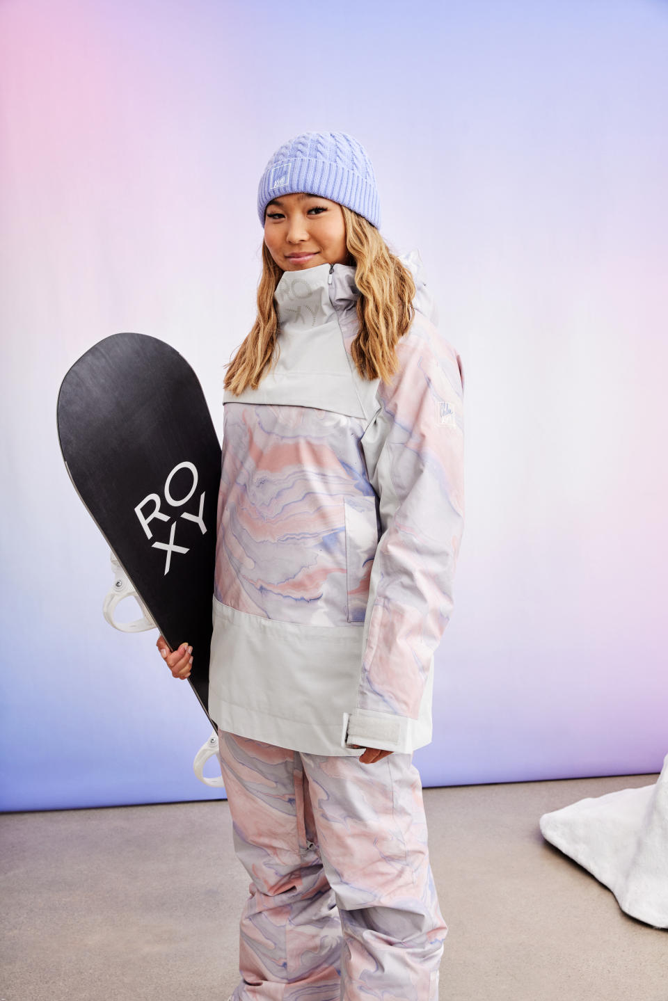 Chloe Kim models the Chloe Kim Signature Collection, a design collaboration with Roxy. Courtesy Photo