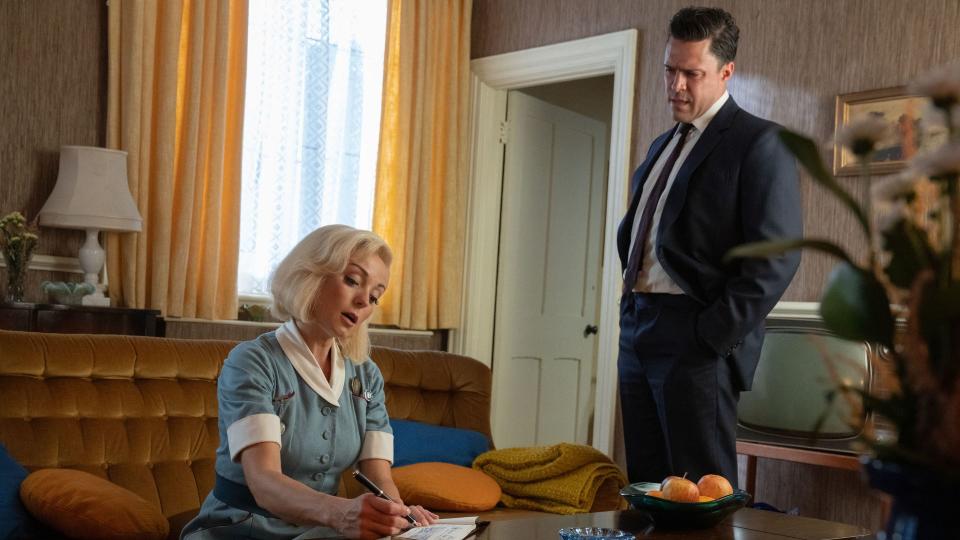 Helen George as Trixie Aylward and Olly Rix as Matthew Alyward in Call the Midwife