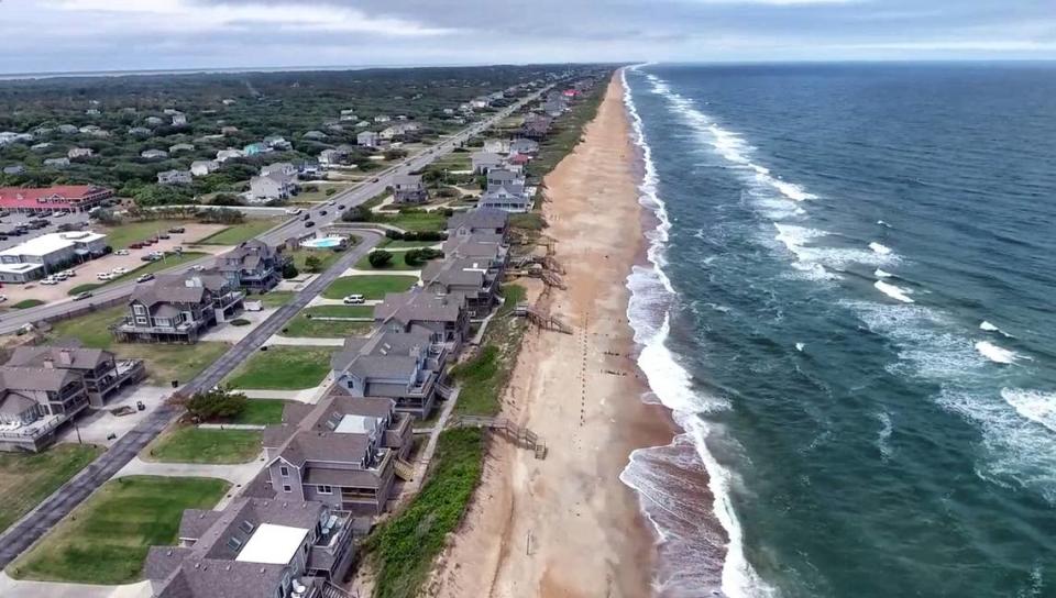 An aerial view of Southern Shores on the Outer Banks of North Carolina.