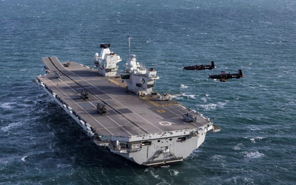 The carrier HMS Queen Elizabeth during a recent exercise in the Irish Sea - Reuters