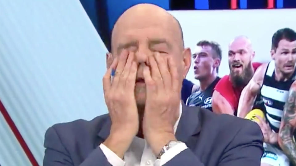 Seen here, AFL 360 co-host Mark Robinson reacts to the AFL medical sub rule with frustration.