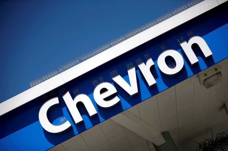 FILE PHOTO: The logo of Chevron is seen in Los Angeles