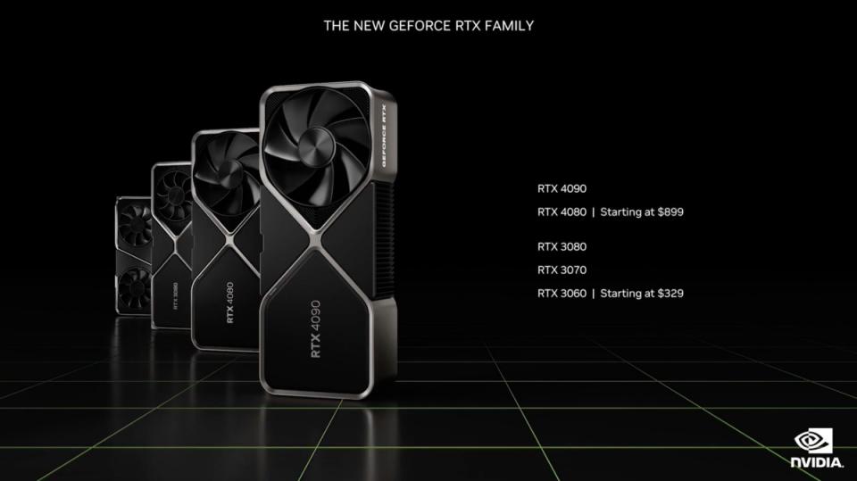 ▲市場既存的GeForce RTX 3080、GeForce RTX 3070與GeForce RTX 3060將會繼續維持銷售，建議售價則調整從329美元起跳，藉此作為GeForce RTX系列顯示卡入門與中階產品選擇