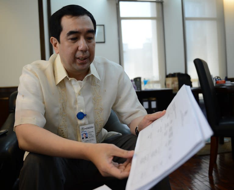 Andres Bautista, head of the Presidential Commission on Good Government, tasked with recovering embezzled wealth from the late dictator Ferdinand Marcos, pictured in Manila, on December 3, 2012. The Philippines is to wind down a near-30-year hunt for the embezzled wealth of late dictator Ferdinand Marcos, with more than half the supposed $10 billion fortune still missing, according to Bautista