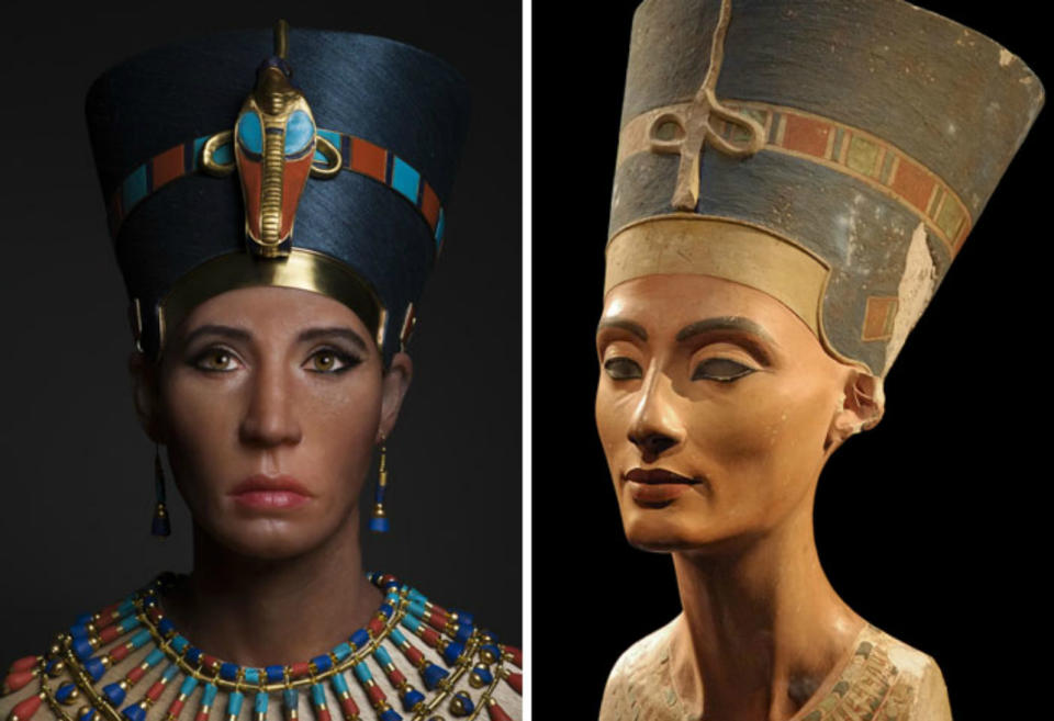 <p>Las pruebas de ADN revelaron que una momia conocida como La Dama Más Joven podría ser la reina Nefertiti, si bien su identidad no ha sido completamente determinada. Sea como fuera, la artista Élisabeth Daynès escaneó su imagen para reconstruir su rostro. (Foto: Daily Motion / Wikimedia Commons). </p>